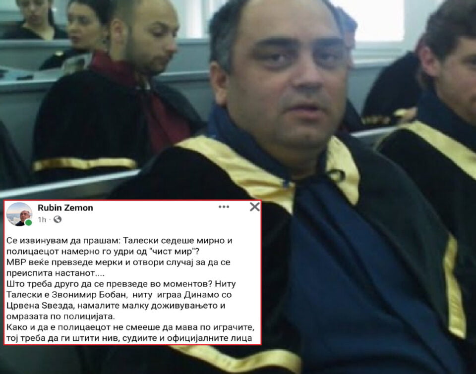 Универзитетски професор за пендрекот: Талески седеше мирно и полицаецот намерно го удри?
