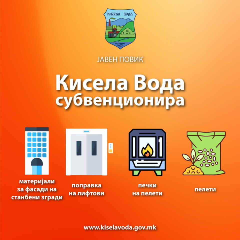 Кисела Вода субвенционира материјали за реконструкција на фасади на станбени згради, поправка на лифтови, пелети и печки на пелети