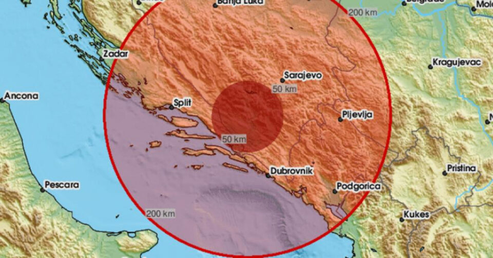 Силен земјотрес ја погоди БиХ, се стресе и Далмација: „Силен шок, траеше долго“