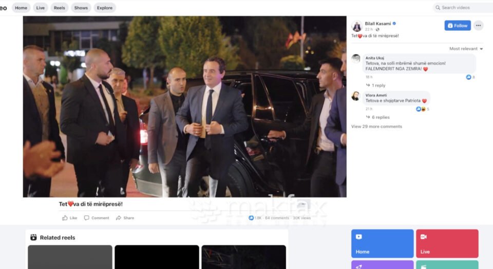 (Видео) Касами со песна „Добредојде во Албанија“ го пречека Курти во Тетово, молчи на прашањата за одговорност