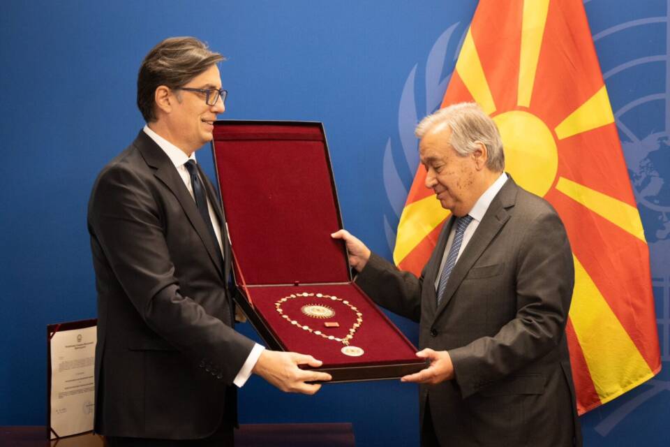 Пендаровски во Њујорк ја одликуваше Организацијата на Обединетите Нации со Орден на Република Северна Македонија