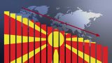North macedonia flag bar chart concept with decreasing values concept economic crisis politics conflicts war concept with flag.jpg